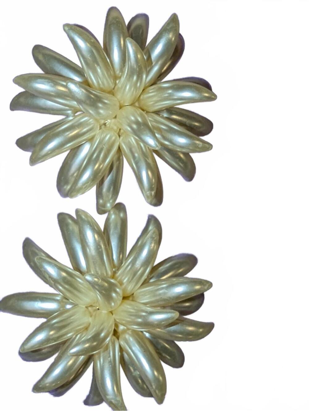 French Flower Spike Large Scale Pearl Earclips